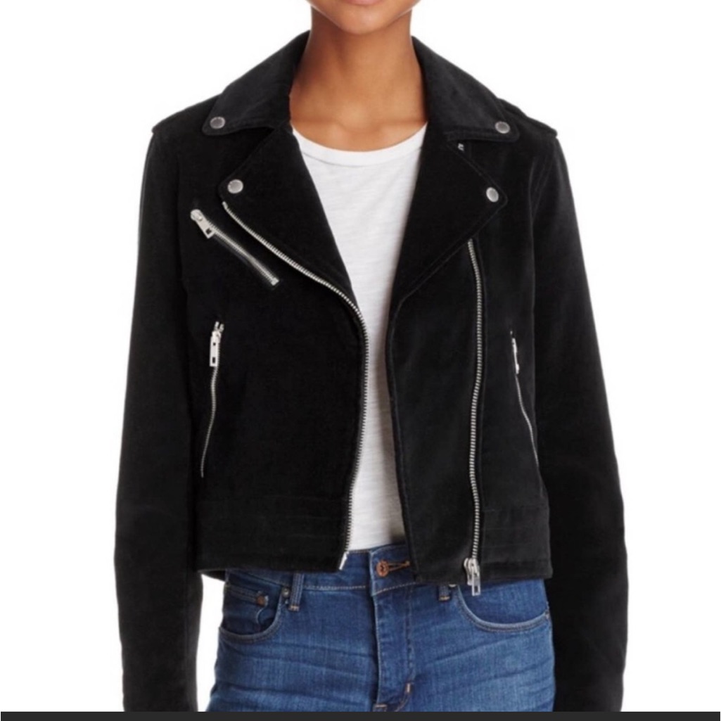 Rag And Bone Mercer Velvet Biker Jacket In Black